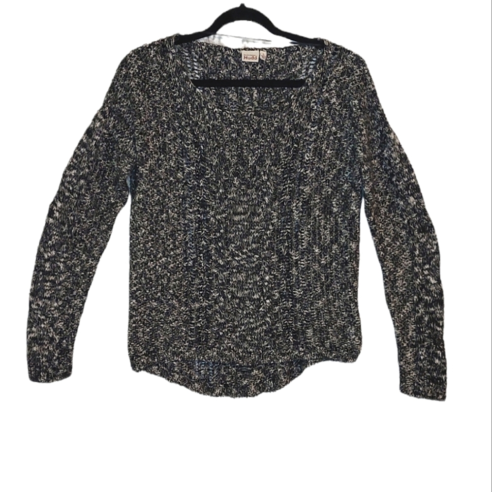 Vintage Mudd Crochet Style Salt and Pepper Sweater size L